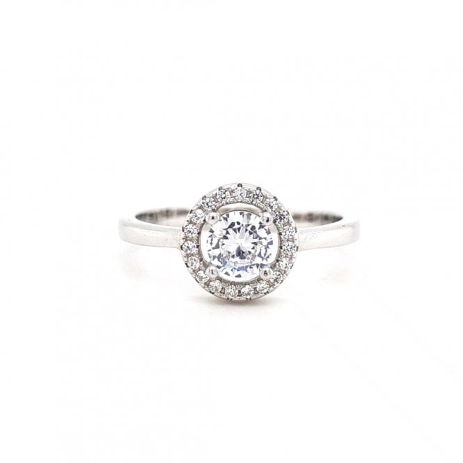 Faith Sterling Silver  Round CZ Centre with Floating Halo Ring