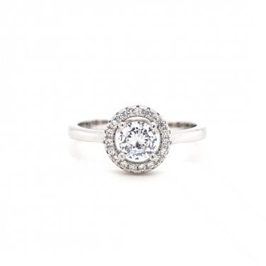 Faith Sterling Silver Round CZ Centre with Floating Halo Ring