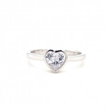 Faith Sterling Silver Rubover Solitaire Heart Ring