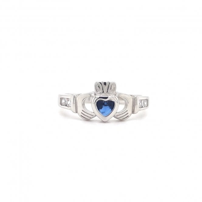 Faith Sterling Silver  September Birthstone Claddagh Ring 