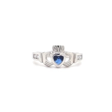 Faith Sterling Silver September Birthstone Claddagh Ring 