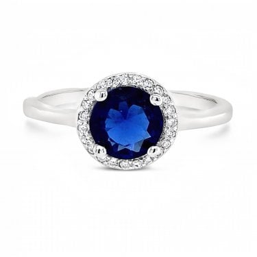 Faith Sterling Silver September Birthstone CZ Halo Ring