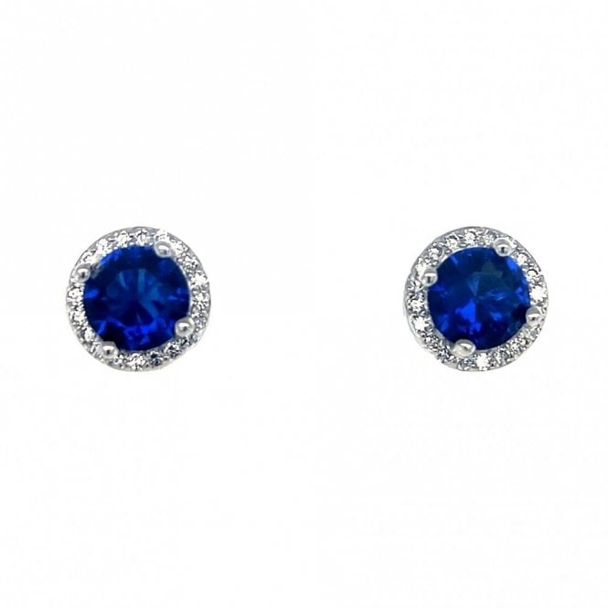 Faith Sterling Silver  September Birthstone CZ Halo Stud Earrings 0.7 x 0.7cm 