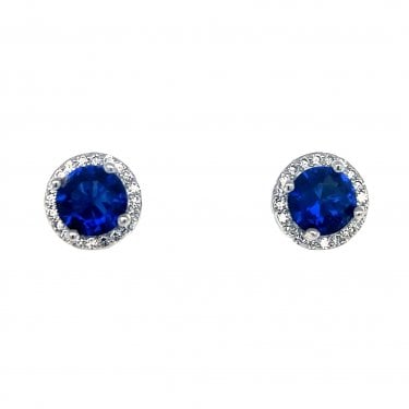 Faith Sterling Silver September Birthstone CZ Halo Stud Earrings 0.7 x 0.7cm 