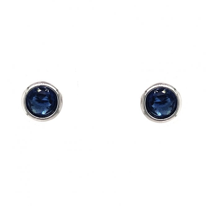 Faith Sterling Silver  September Birthstone Rubover CZ Stud Earrings 0.5 x 0.5cm 