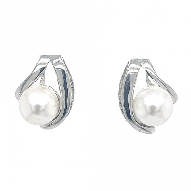 Faith Sterling Silver  Single Pear with Plain Double Loop Drop Earrings 1 x 1.2cm