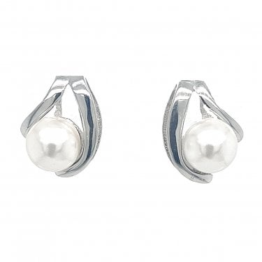 Faith Sterling Silver Single Pear with Plain Double Loop Drop Earrings 1 x 1.2cm