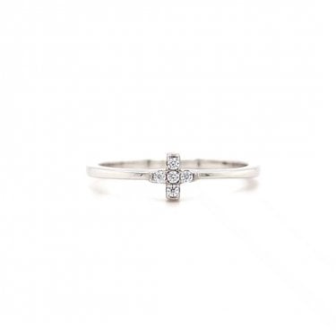 Faith Sterling Silver Small CZ Cross Ring