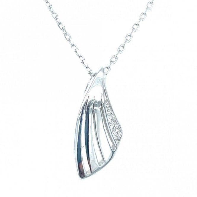 Faith Sterling Silver Sterling Silver 4 Strand Soft Edge Triangle Necklace 13x8mm, 16-18