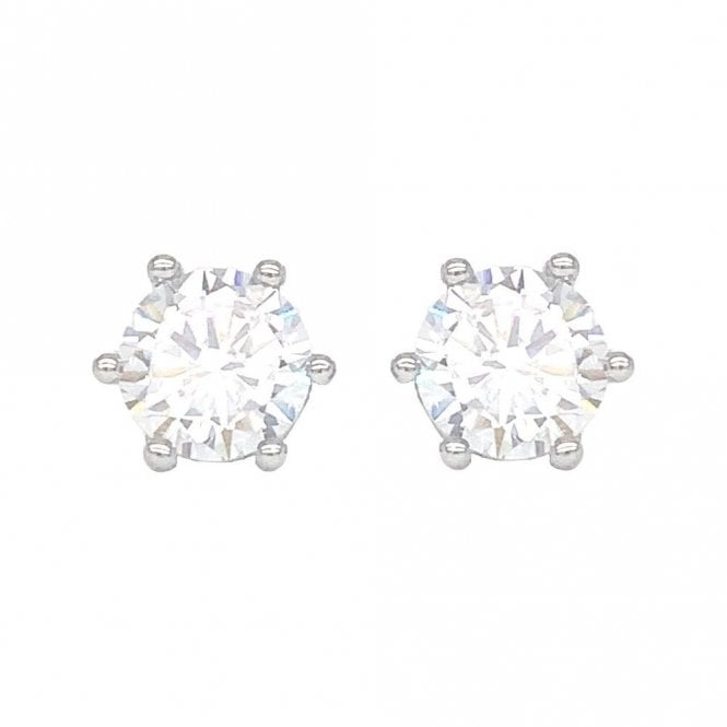 Faith Sterling Silver Sterling Silver 6 Claw Round CZ Stud Earrings 6x6mm