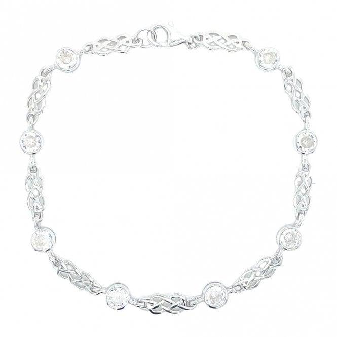 Faith Sterling Silver Sterling Silver April Birthstone CZ Celtic Design Bracelet 5x5mm, 18cm