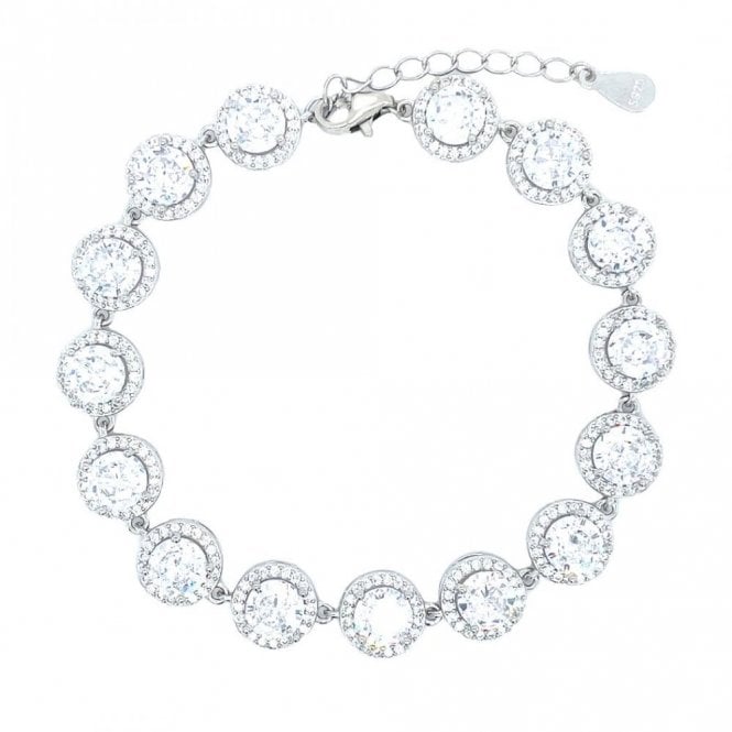 Faith Sterling Silver Sterling Silver April Birthstone CZ Halo Bracelet 9x9mm, 16.5+3cm