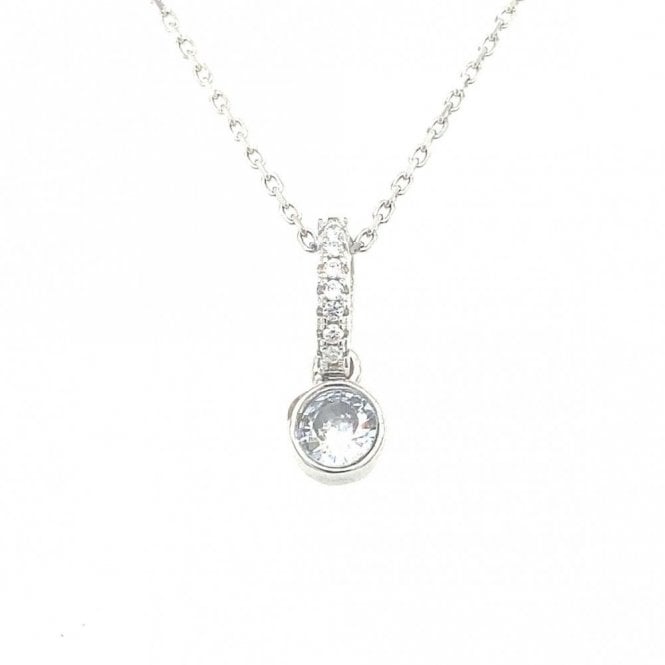 Faith Sterling Silver Sterling Silver April Birthstone CZ Necklace 13x4mm, 16-18