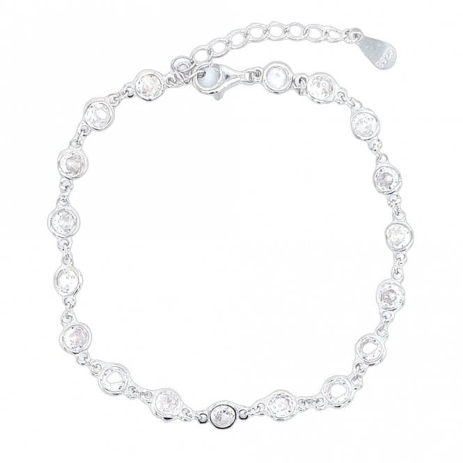 Faith Sterling Silver Sterling Silver April Birthstone CZ Rubover Bracelet 4x4mm, 15.5+3.5cm