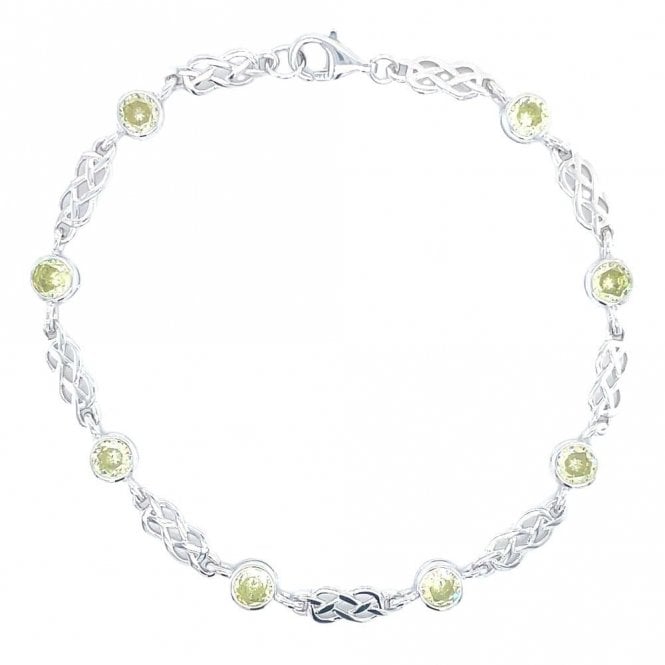 Faith Sterling Silver Sterling Silver August Birthstone CZ Celtic Design Bracelet 5x5mm, 18cm
