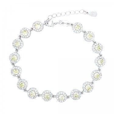 Sterling Silver August Birthstone CZ Halo Bracelet 7x7mm, 16.5+3.5cm