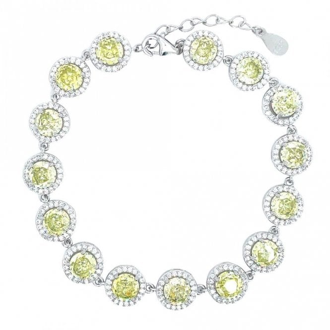 Faith Sterling Silver Sterling Silver August Birthstone CZ Halo Bracelet 9x9mm, 16.5+3cm