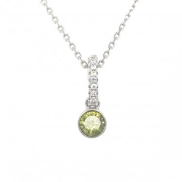 Sterling Silver August Birthstone CZ Necklace 13x4mm, 16-18"