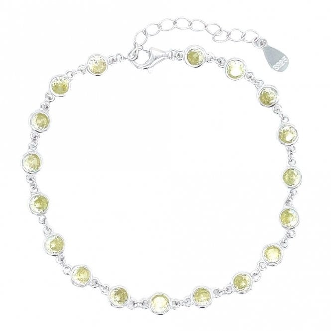 Faith Sterling Silver Sterling Silver August Birthstone CZ Rubover Bracelet 4x4mm, 15.5+3.5cm