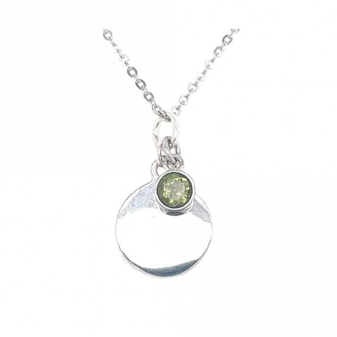 Faith Sterling Silver Sterling Silver August Birthstone Plain Disc Necklace 19x11mm, 16-18