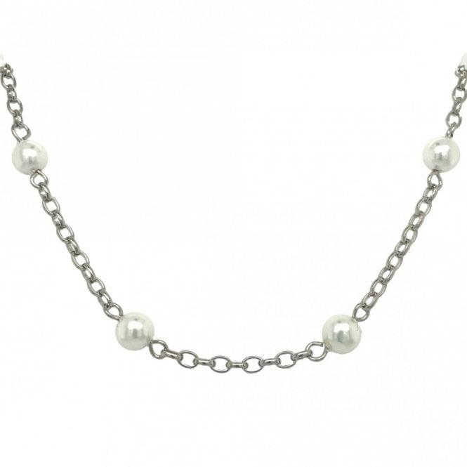 Faith Sterling Silver Sterling Silver Belcher Link with Pearls Necklace 41+3.5cm