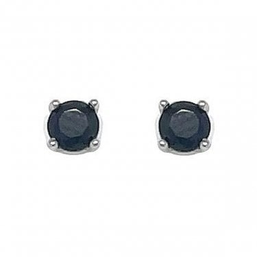Sterling Silver Black CZ Claw Set Stud Earrings 3x3mm