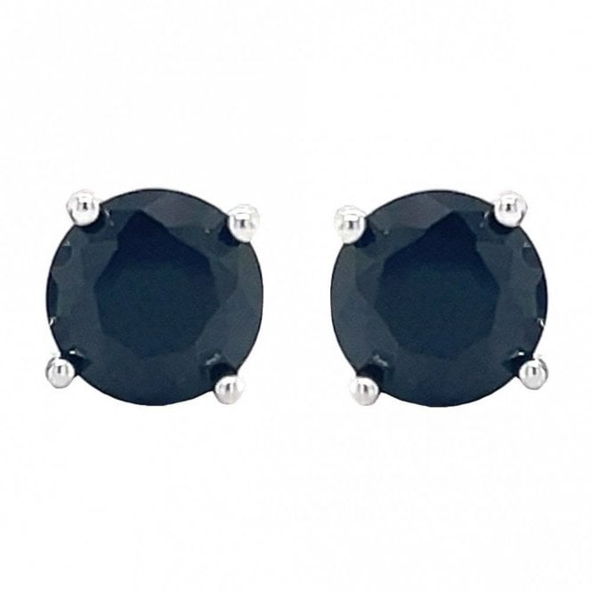 Faith Sterling Silver Sterling Silver Black CZ Claw Set Stud Earrings 6x6mm