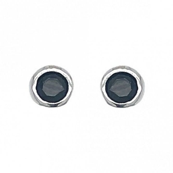 Faith Sterling Silver Sterling Silver Black CZ Rubover Stud Earrings 3x3mm