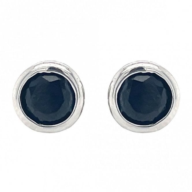 Faith Sterling Silver Sterling Silver Black CZ Rubover Stud Earrings 6x6mm