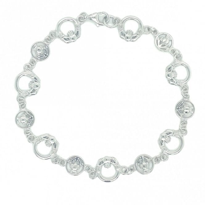 Faith Sterling Silver Sterling Silver Claddagh Celtic Design Bracelet 19.5cm
