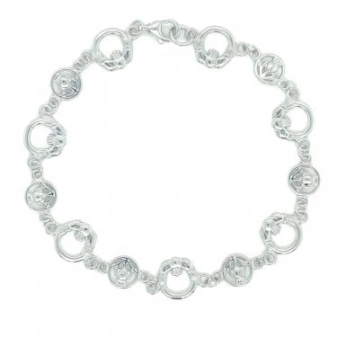 Sterling Silver Claddagh Celtic Design Bracelet 19.5cm