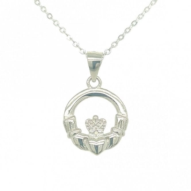 Faith Sterling Silver Sterling Silver Claddagh Necklace 14x13mm, 16-18