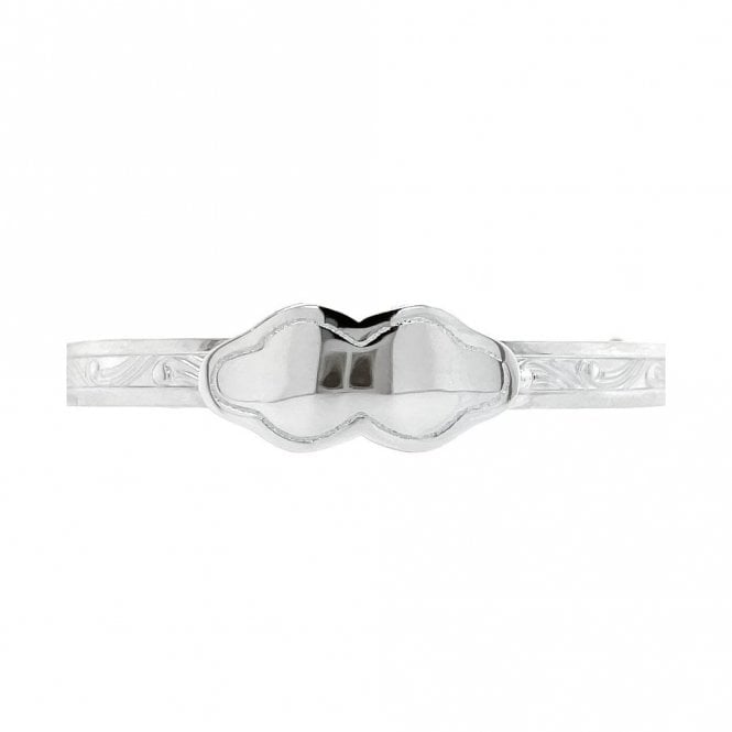 Faith Sterling Silver Sterling Silver Curved ID Plate Patterned Baby Bangle 0.9cm, 4.5-6cm 