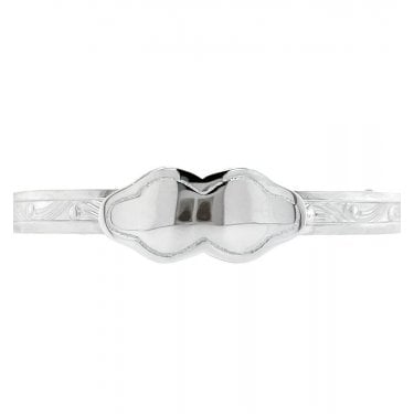Sterling Silver Curved ID Plate Patterned Baby Bangle 0.9cm, 4.5-6cm 