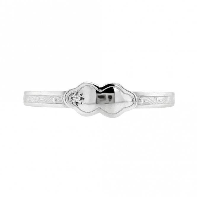 Faith Sterling Silver Sterling Silver Curved ID Plate with CZ Patterned Baby Bangle 0.9cm, 4.5-6cm 