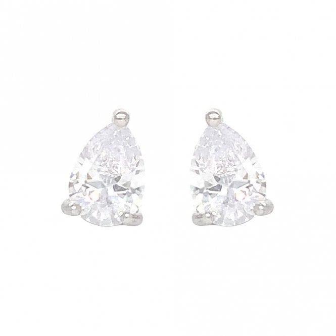 Faith Sterling Silver Sterling Silver CZ 3 Claw Pear Stud Earrings 7x5mm