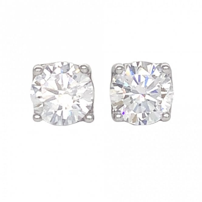 Faith Sterling Silver Sterling Silver CZ 4 Claw Round Stud Earrings 5x5mm