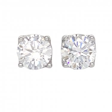 Sterling Silver CZ 4 Claw Round Stud Earrings 5x5mm