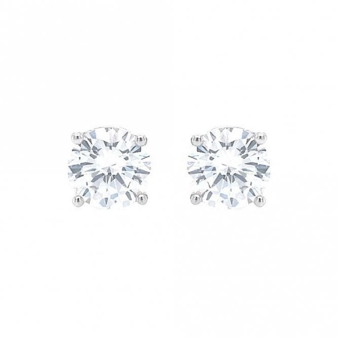 Faith Sterling Silver Sterling Silver CZ 4 Claw Round Stud Earrings 7x7mm
