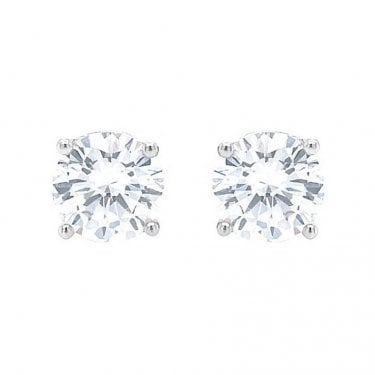 Sterling Silver CZ 4 Claw Round Stud Earrings 7x7mm