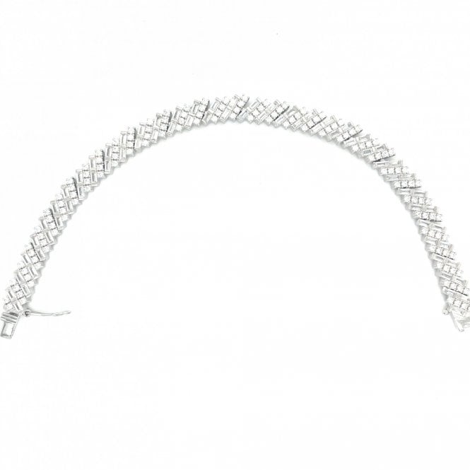 Faith Sterling Silver Sterling Silver CZ Baguette & Round Multi-Stone Full CZ Fancy Bracelet 18cm
