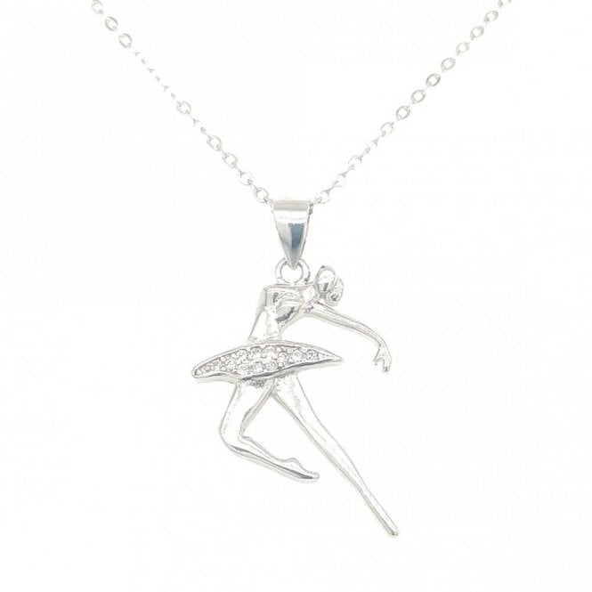 Faith Sterling Silver Sterling Silver CZ Ballerina Necklace 22x17mm, 16-18