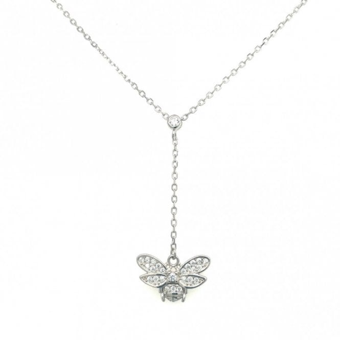 Faith Sterling Silver Sterling Silver CZ Bee Drop Chain Necklace 41cm + 3.5cm