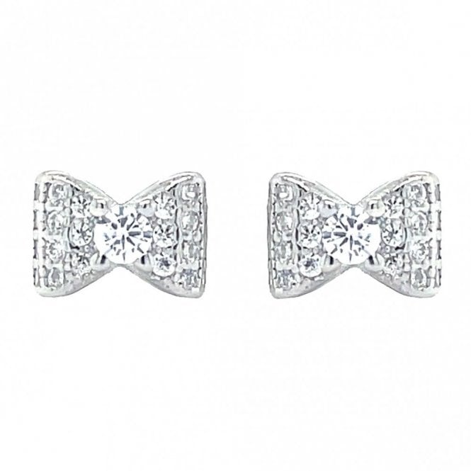 Faith Sterling Silver Sterling Silver CZ Bow Stud Earrings 5x7mm
