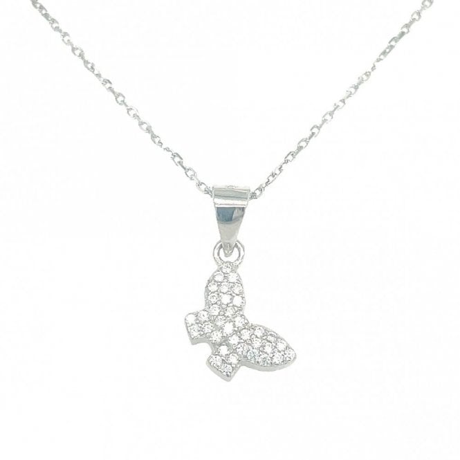 Faith Sterling Silver Sterling Silver CZ Butterfly Necklace 10mm, 16-18