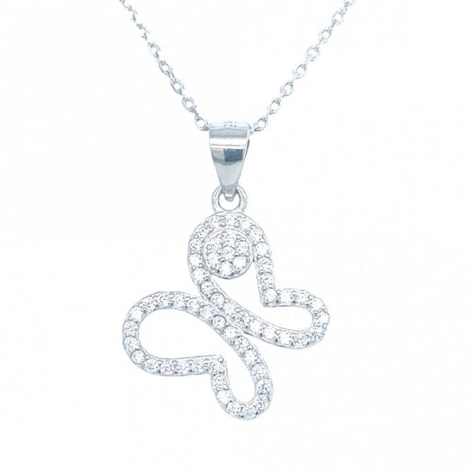 Faith Sterling Silver Sterling Silver CZ Butterfly Outline with Single Centre Stone Necklace 17x16mm, 16-18