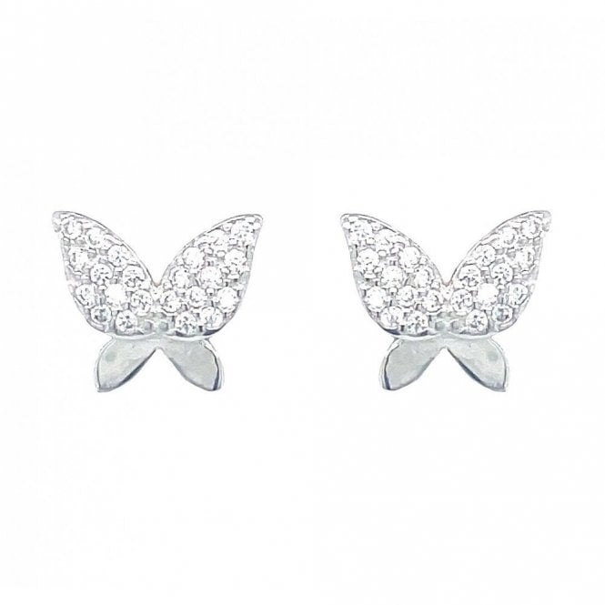 Faith Sterling Silver Sterling Silver CZ Butterfly Stud Earring 9x9mm