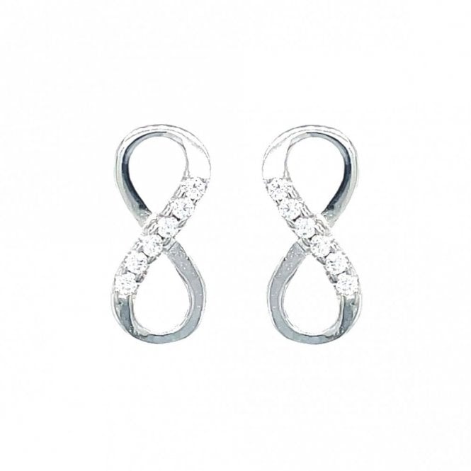 Faith Sterling Silver Sterling Silver CZ Centre Plain Infinity Stud Earrings 12x5mm