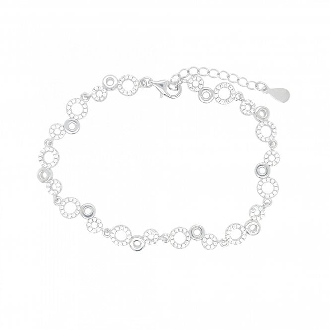 Faith Sterling Silver Sterling Silver CZ Circle and Plain Link Bracelet 17+3cm