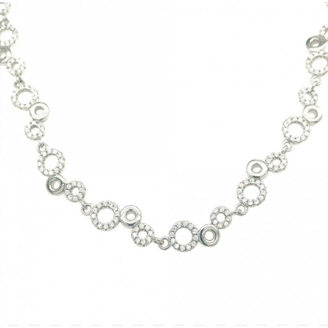 Faith Sterling Silver Sterling Silver CZ Circle and Plain Link Necklace 40.5cm + 3.5cm